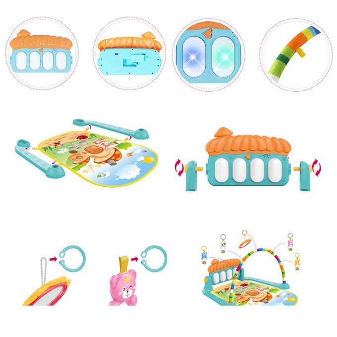 3 In 1 Newborn Baby Piano Fitness Rack - Activity Mat - Kiddo Wish